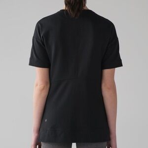 Lululemon Cut Above Tee Black Stretch French Terry Short Sleeve Slit Side Sz 12?